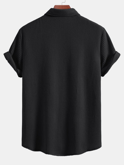 Chemise boutonnée gaufrée avec short gaufré à cordon assorti