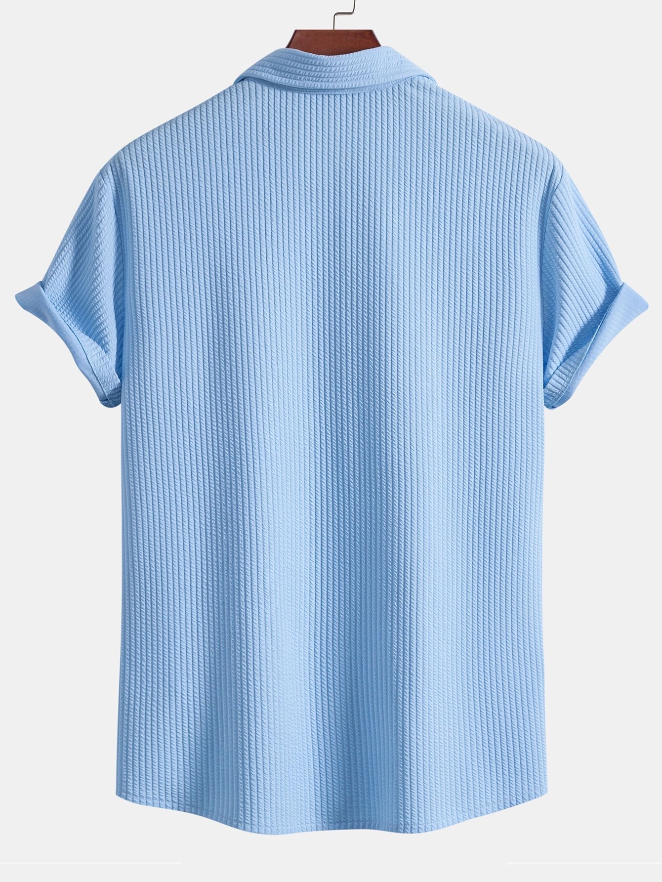 Ribbed Muscle Fit Button-Up Shirt and Shorts Set