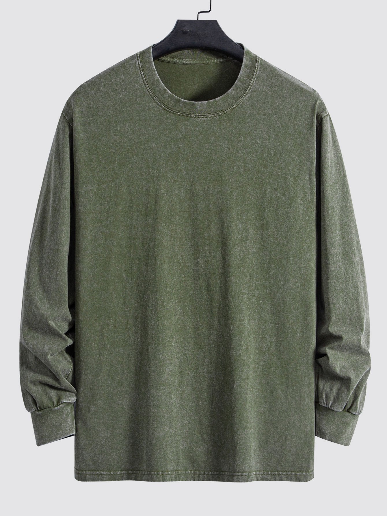 Relaxed Fit Long Sleeve Distressed Wash T-Shirt