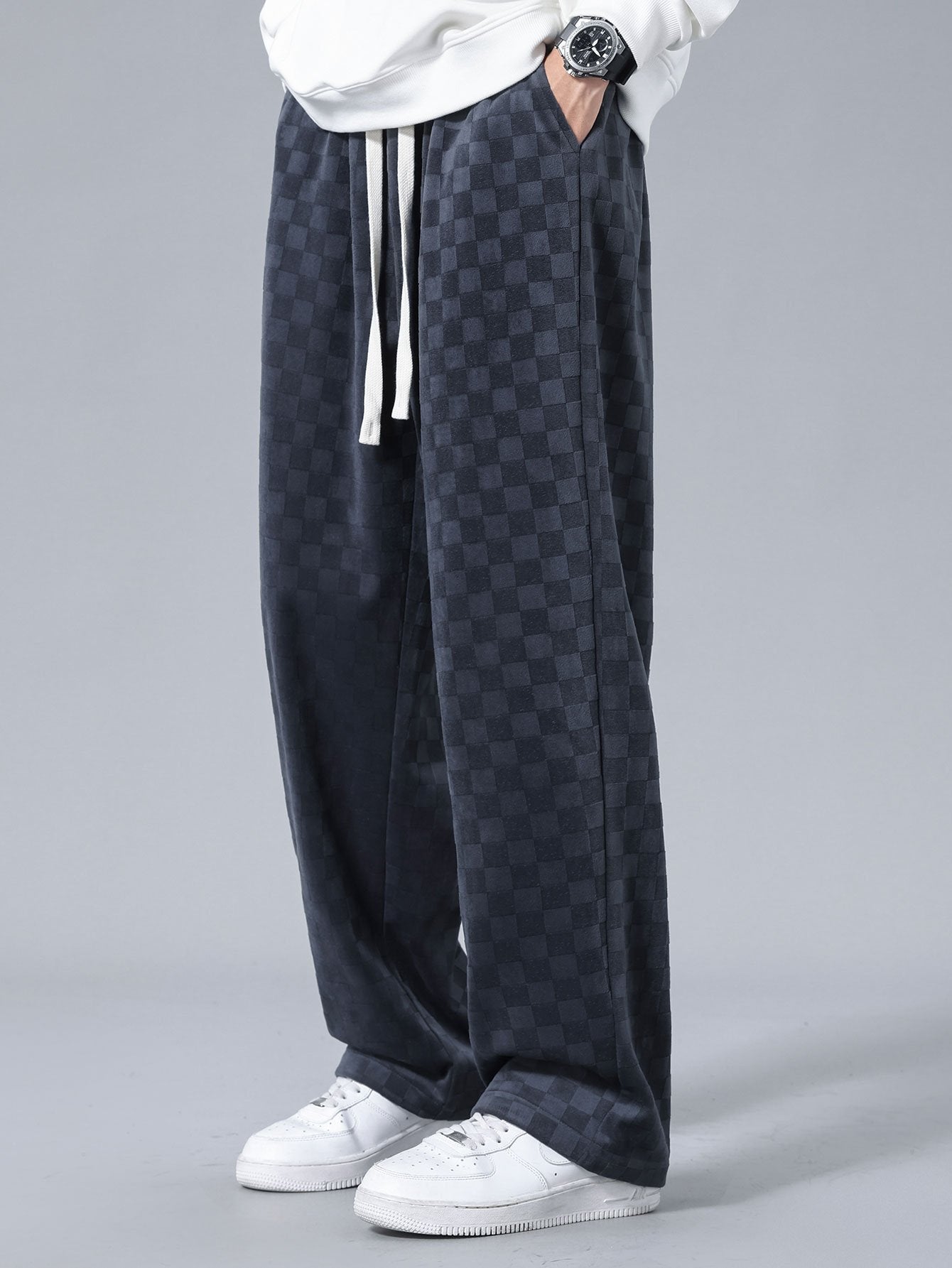 Plaid Straight Leg Trousers