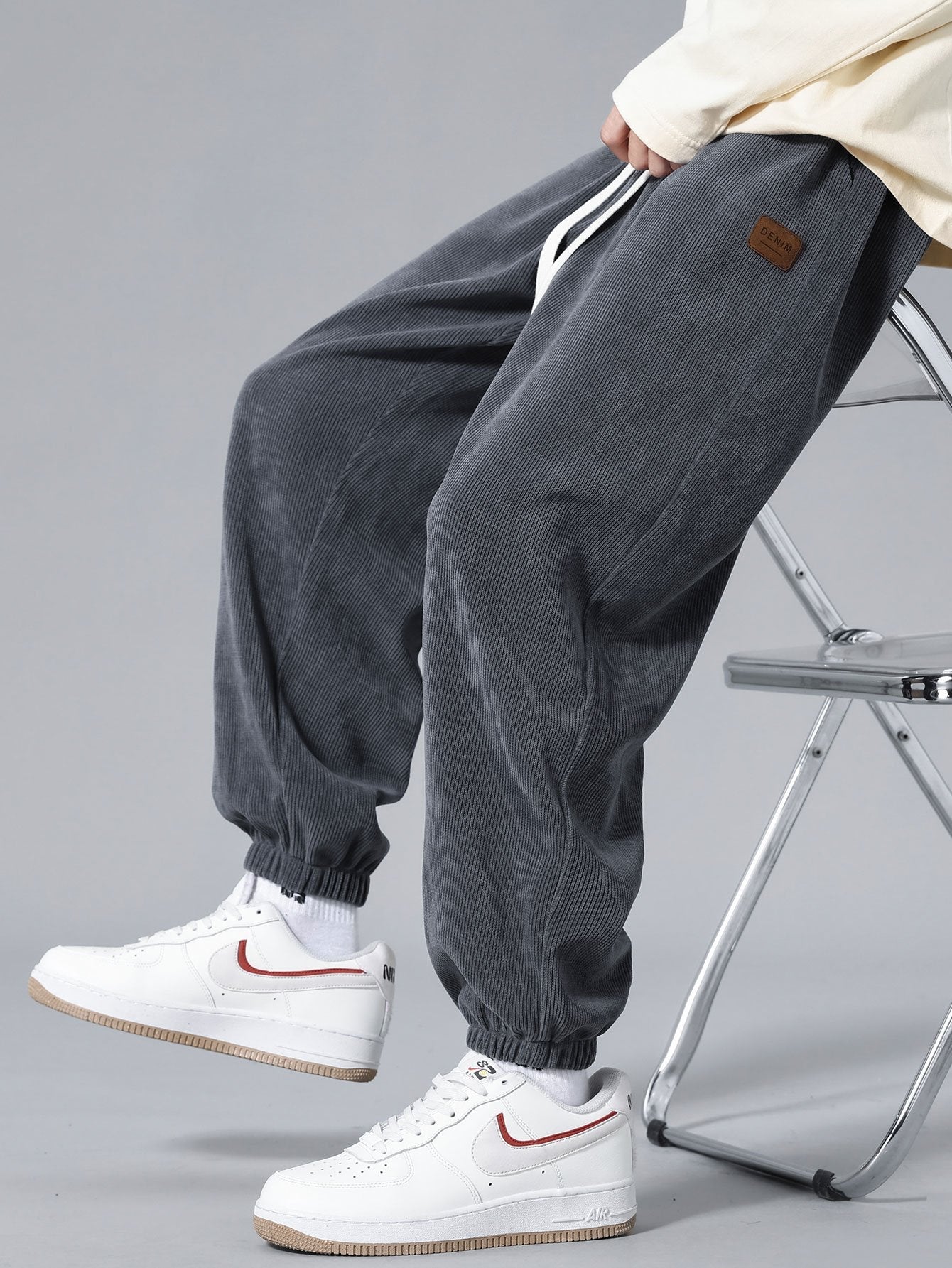 Velvet-Finish Corduroy Joggers