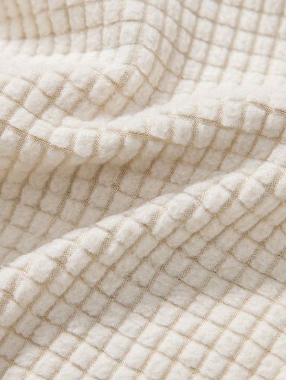 Completo camicia e pantaloncini in maglia a nido d'ape con bottoni