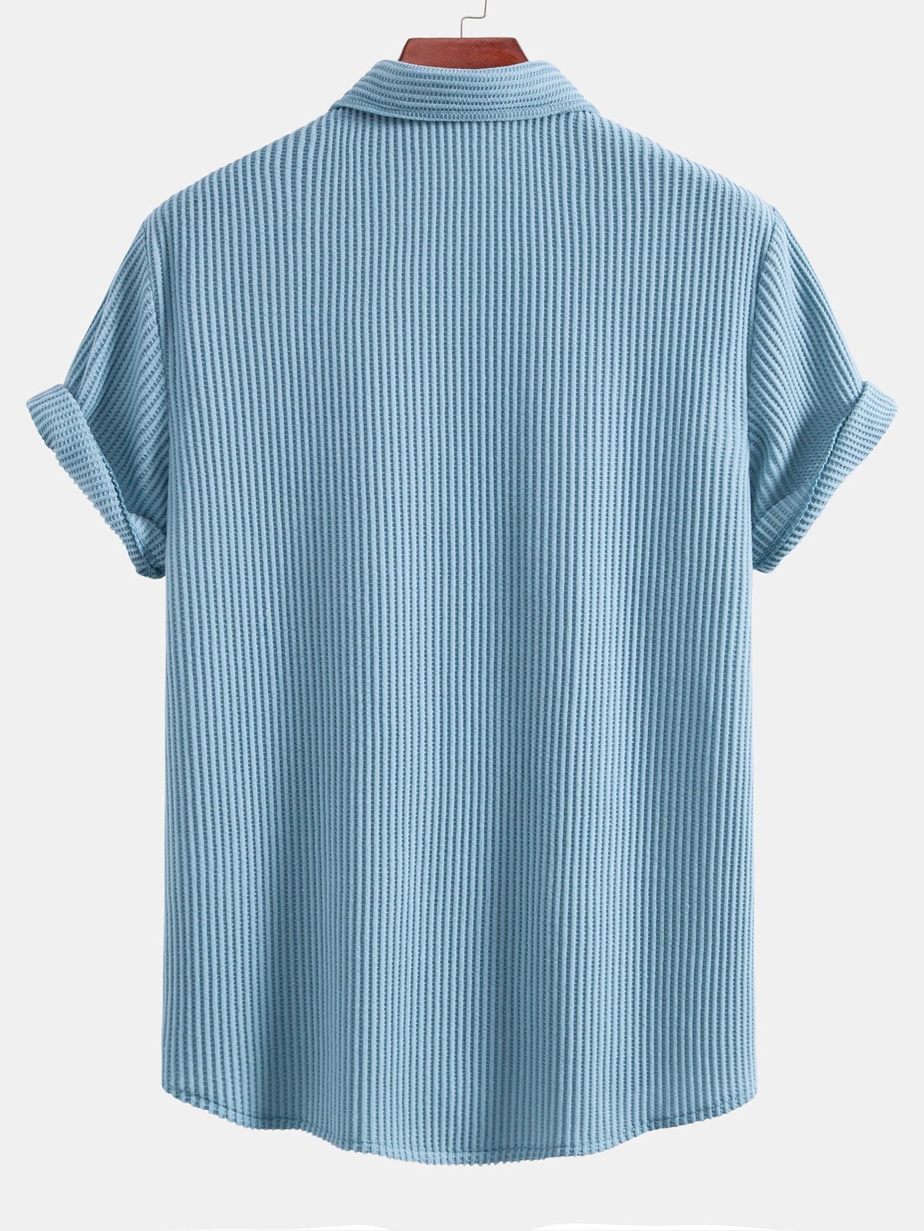 Chemise boutonnée gaufrée avec short gaufré à cordon assorti