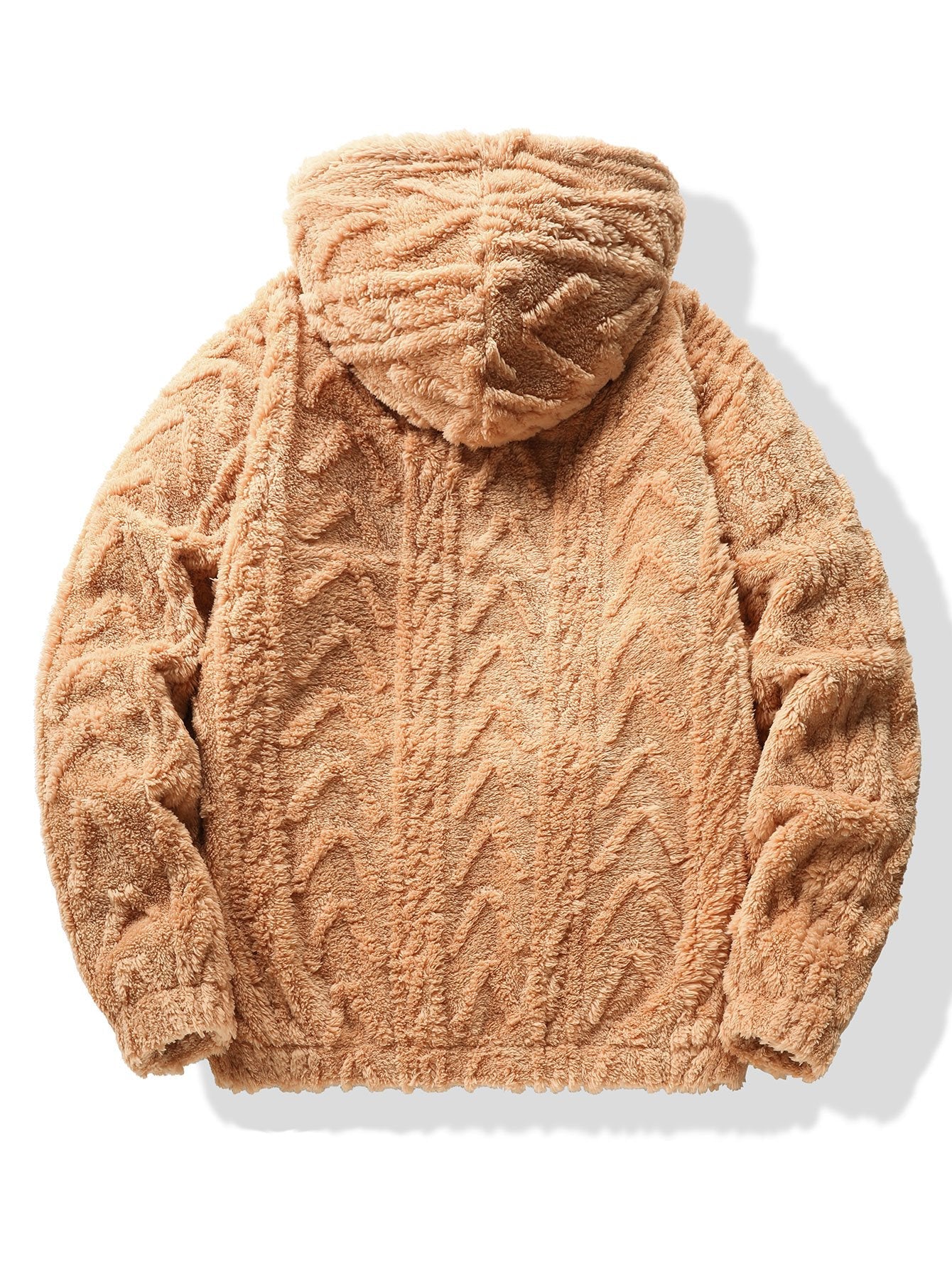 Geometric Patterned Jacquard Teddy Hoodie