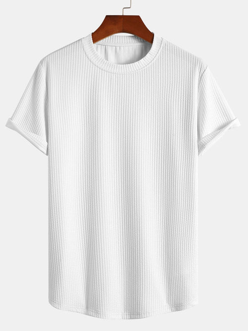 Ribbed Muscle Fit T-Shirt with Arc Hem