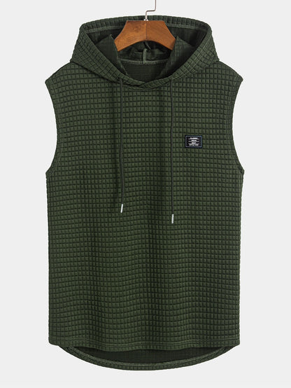 sleeveless Waffle Knit Hooded Vest