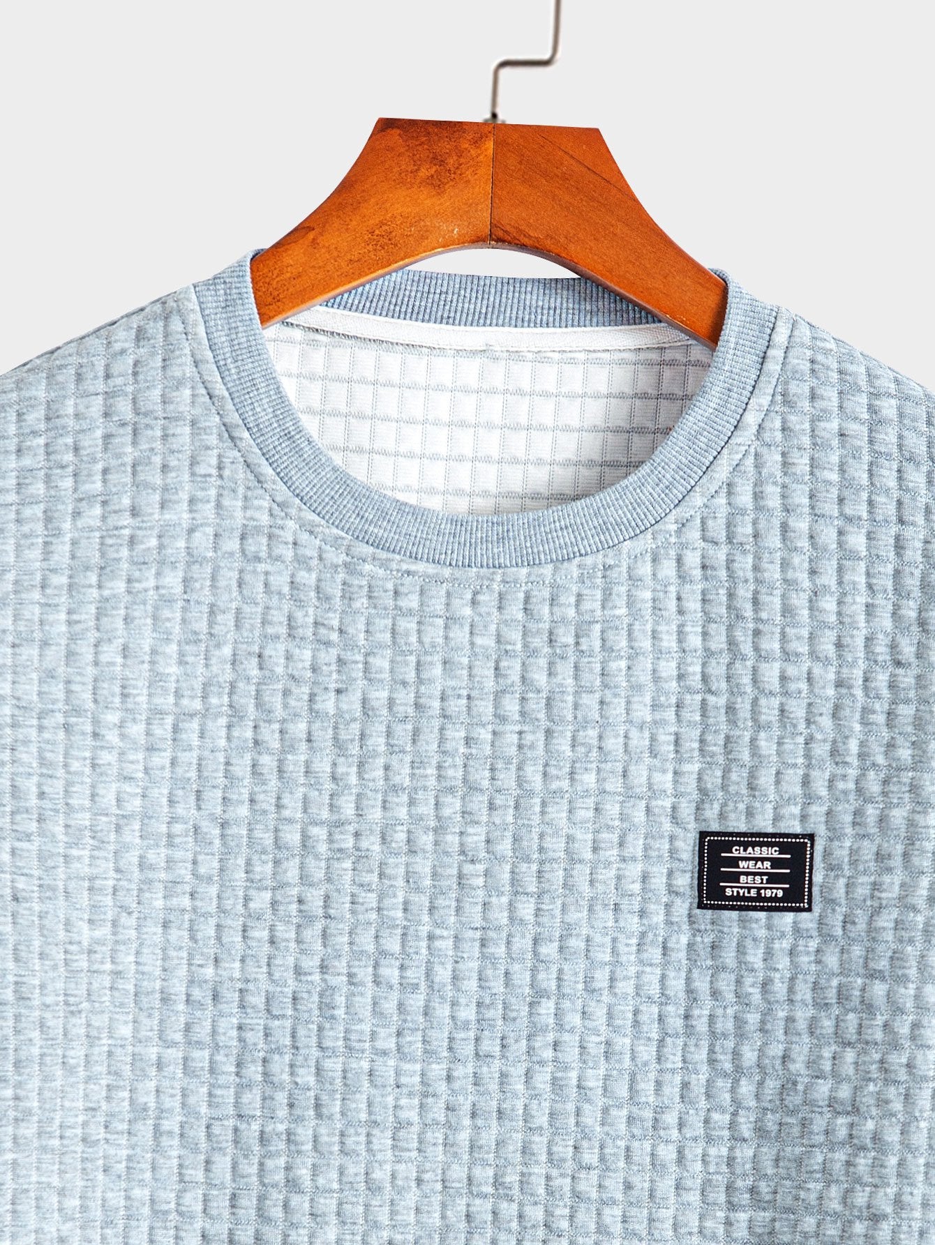 Short Sleeve Waffle Knit T-Shirt with Arc Hem