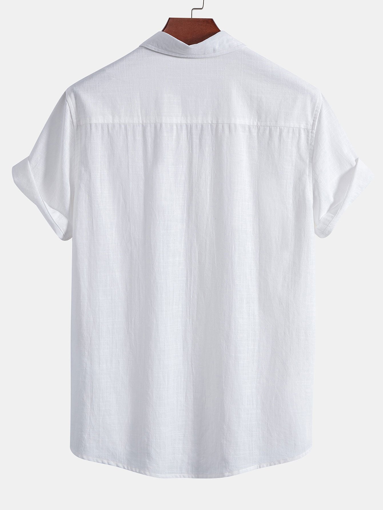 Camicia in cotone con bottoni e effetto lino e pantaloncini da bagno a righe