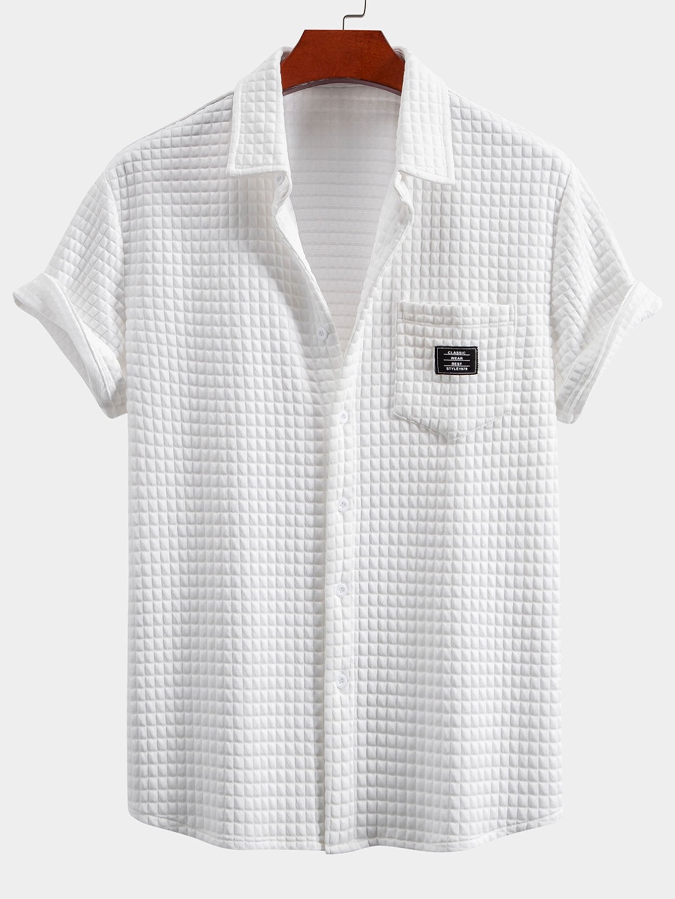 Waffle Knit Short Sleeve Shirt & Drawstring Jogger Pants Set