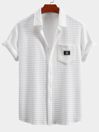 Waffle Knit Short Sleeve Shirt & Drawstring Jogger Pants Set