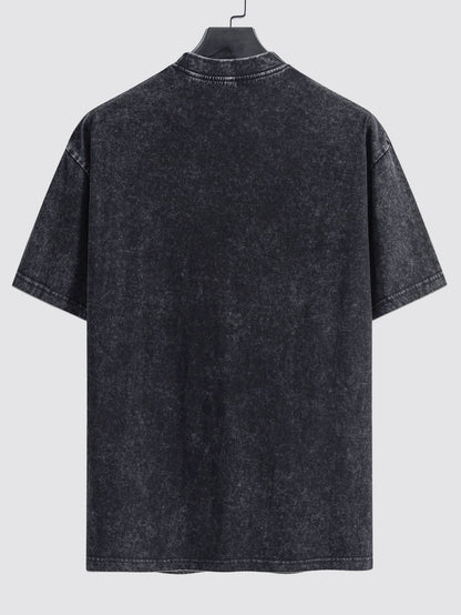 T-shirt casual oversize con spalle scese e effetto used