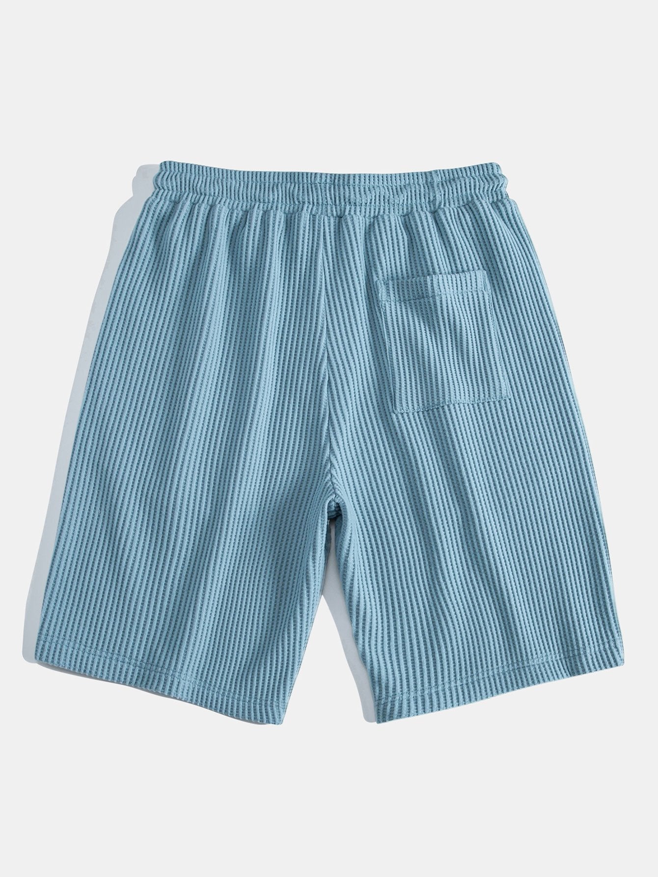 Waffle Knit Hooded T-Shirt with Arc Hem & Drawstring Waffle Shorts