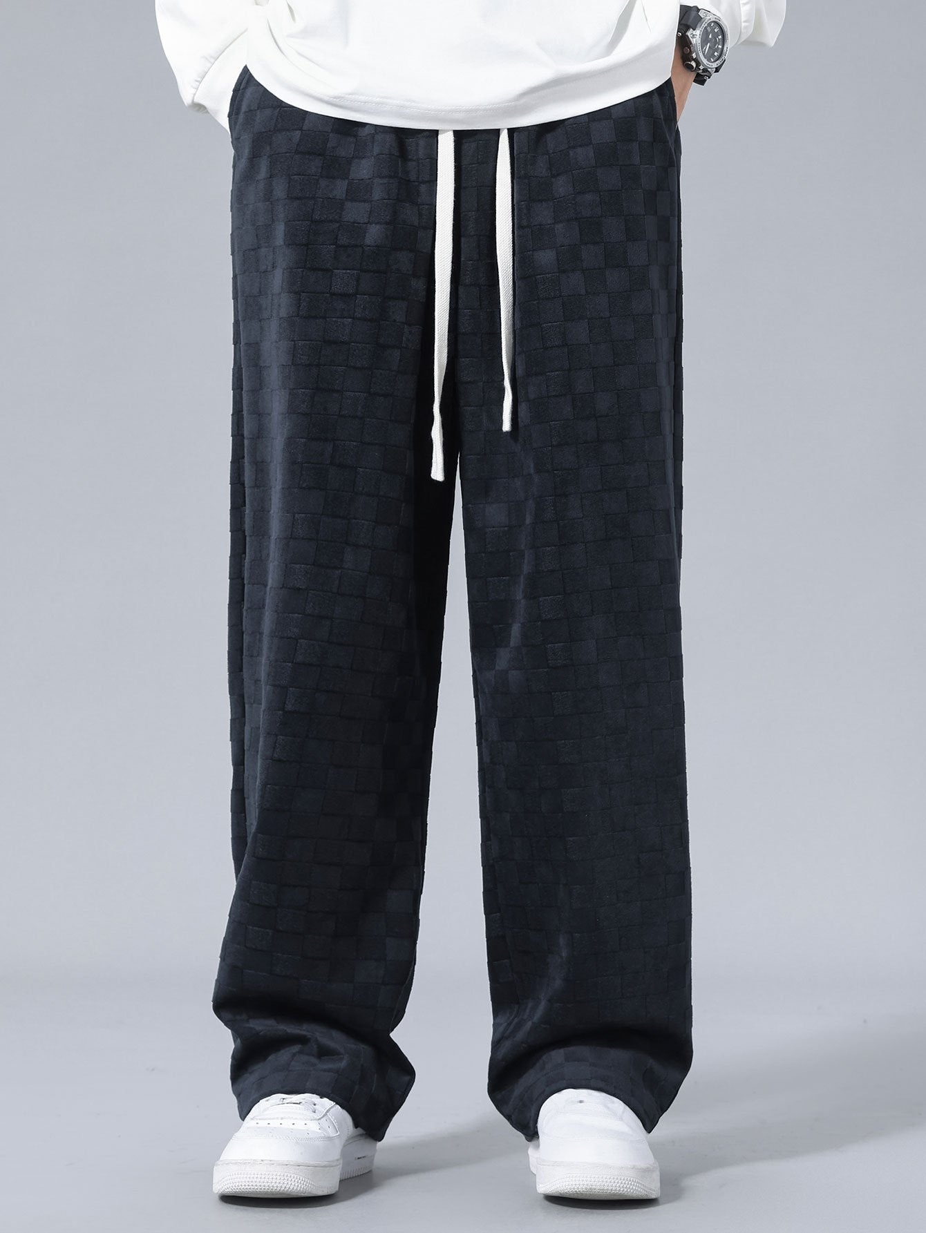 Plaid Straight Leg Trousers