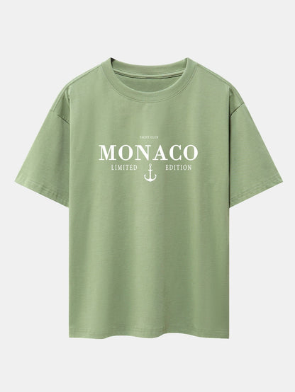 Monaco Oversized T-Shirt with Slogan Print and Drop Shoulders