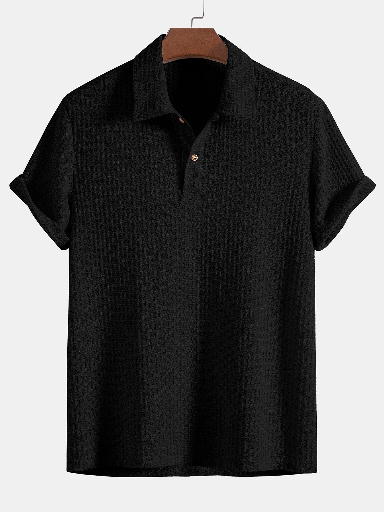 Knitted Waffle Polo and Slim Fit Cropped Tapered Trousers
