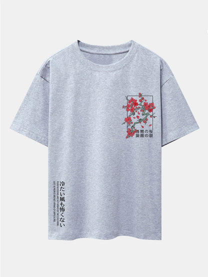 Cherry Blossom Graphic Oversized Drop Shoulder Tee